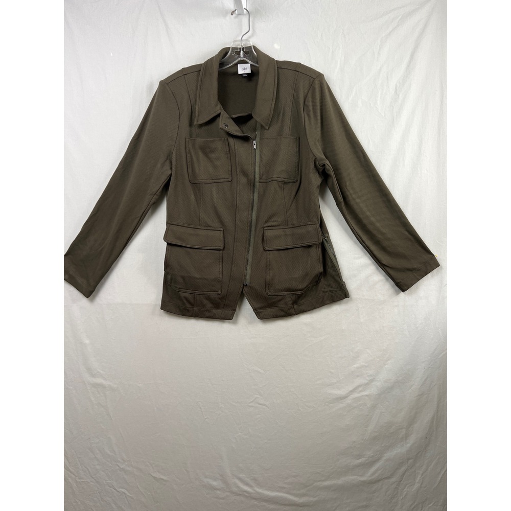 Cabi Utility Jacket Women L Olive Green Asymmetric Zip Academy Blazer Field 4120